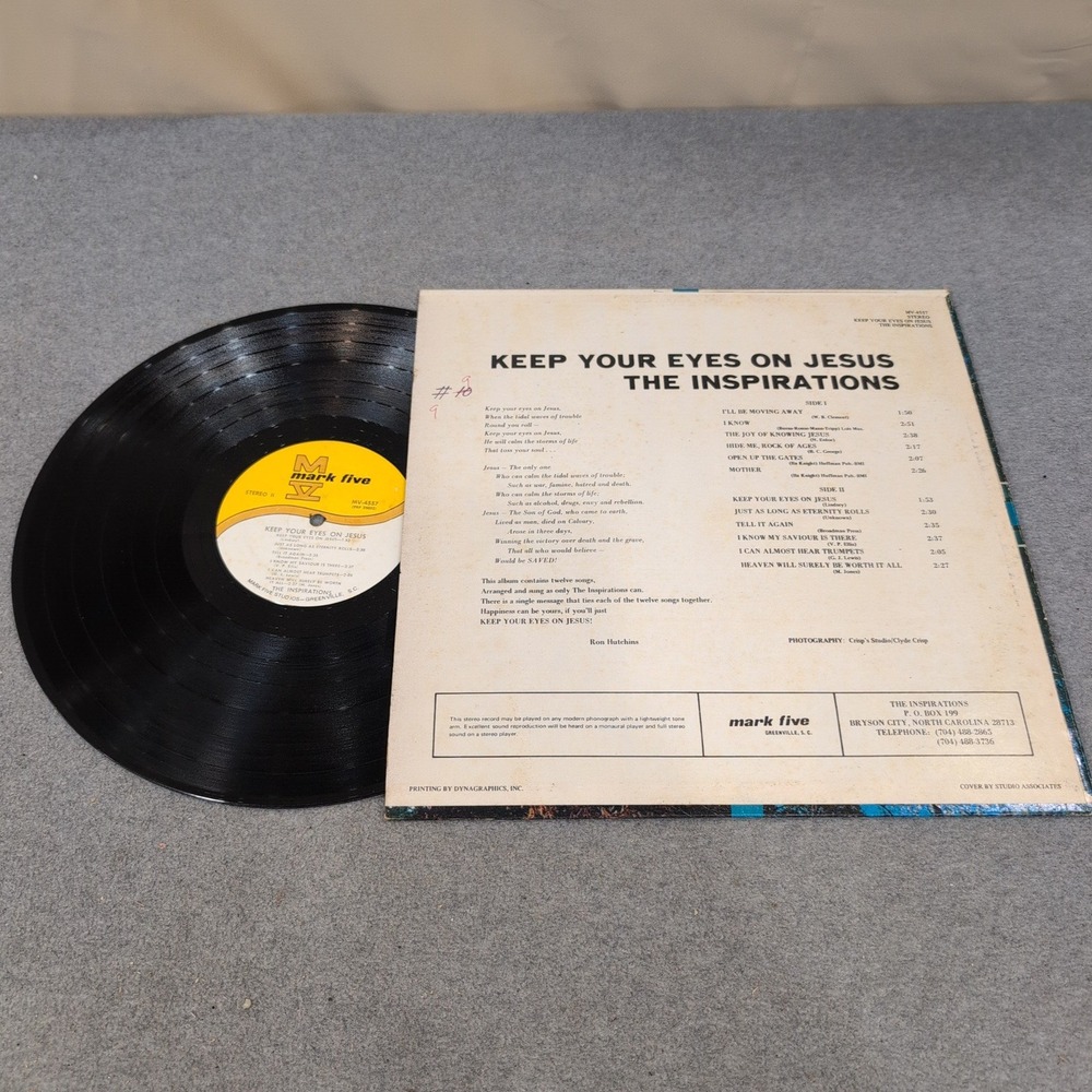 The Inspirations - Keep Your Eyes On Jesus Vinyl LP Mark Five MV-4537 - Picture 2 of 2
